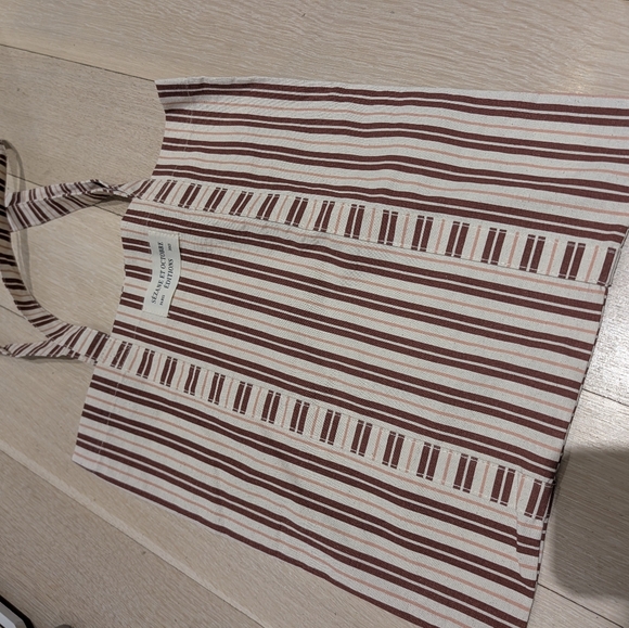 Sezane Handbags - Sezane Striped Canvas Tote Bag in Cream and Brown